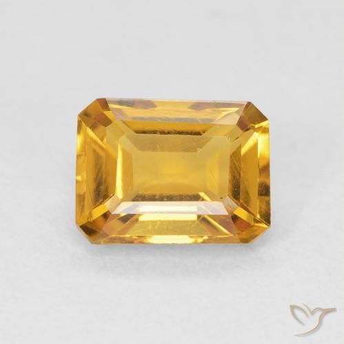 1.58ct Naturale Medium Light Orange-Gold Citrino, Taglio smeraldo, VVS