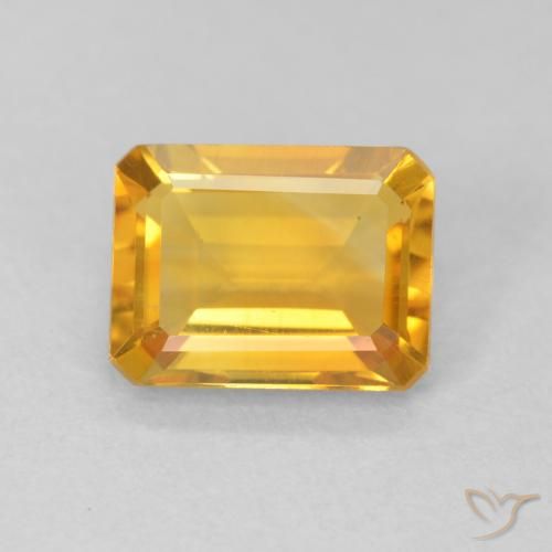 1.40ct Naturale Arancio dorato Citrino, Taglio smeraldo, VVS-VS