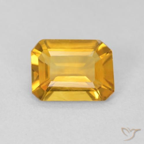 1.13ct Naturale Medium Light Orange-Gold Citrino, Taglio smeraldo, VVS-VS