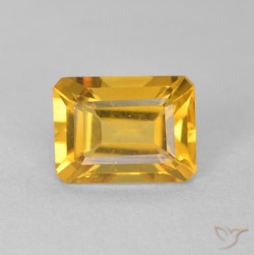 1.35ct Naturale Arancio-Oro Citrino, Taglio smeraldo, VVS-VS