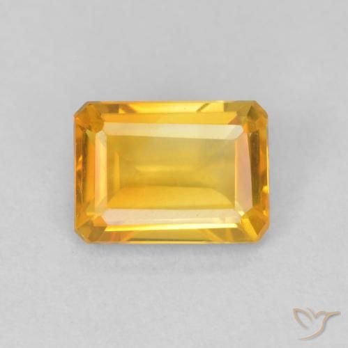 1.26ct Naturale Medium Light Orange-Gold Citrino, Taglio smeraldo, VVS-VS