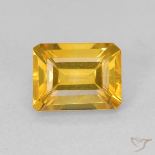 1.60ct Naturale Arancio Dorato Profondo Citrino, Taglio smeraldo, VVS-VS