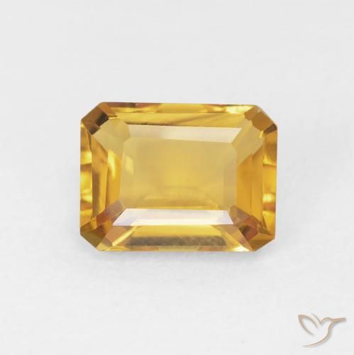 1.44ct Naturale Medium Light Orange-Gold Citrino, Taglio smeraldo, VVS-VS