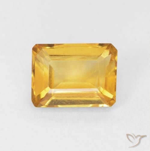 1.55ct Naturale Arancio dorato Citrino, Taglio smeraldo, VVS