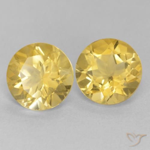 Gemme di Citrino Giallo medio naturale da 3.48 ct, Rotondo, VVS-VS