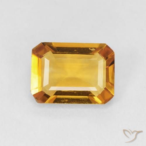1.23ct Naturale Medium Light Orange-Gold Citrino, Taglio smeraldo, VVS-VS