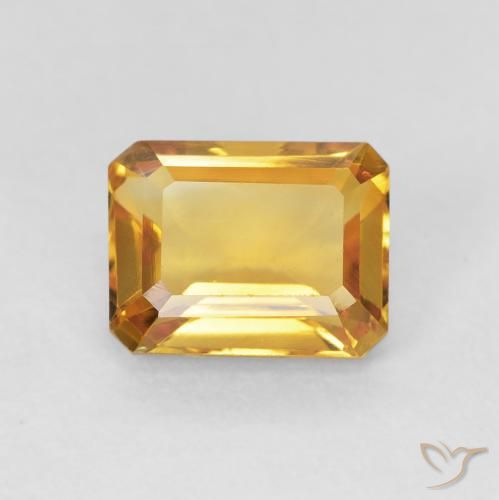 1.62ct Naturale Medium Light-Golden Citrino, Taglio smeraldo, VVS-VS