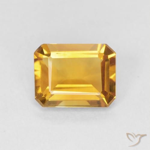 1.29ct Naturale Medium Light Orange-Gold Citrino, Taglio smeraldo, VVS-VS