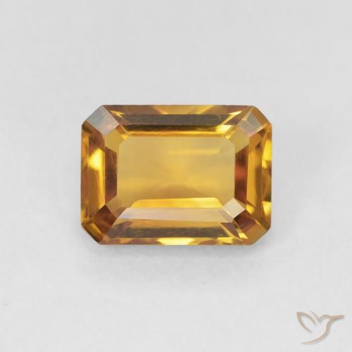 1.39ct Naturale Medium Light-Golden Citrino, Taglio smeraldo, VVS-VS
