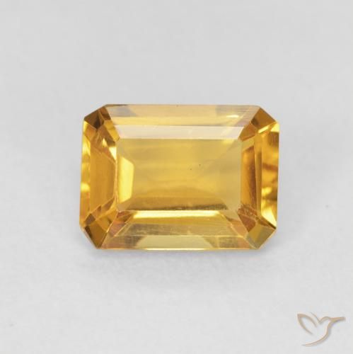 1.37ct Naturale Arancio-Oro Citrino, Taglio smeraldo, VVS-VS