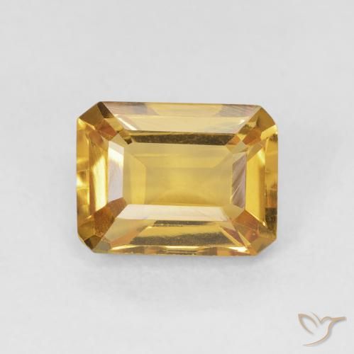1.57ct Naturale Dorato Citrino, Taglio smeraldo, VS
