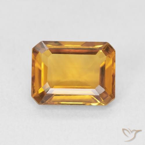 1.52ct Naturale Arancio dorato Citrino, Taglio smeraldo, VVS