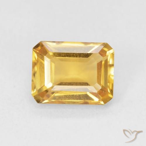 1.57ct Naturale Arancio dorato Citrino, Taglio smeraldo, VVS