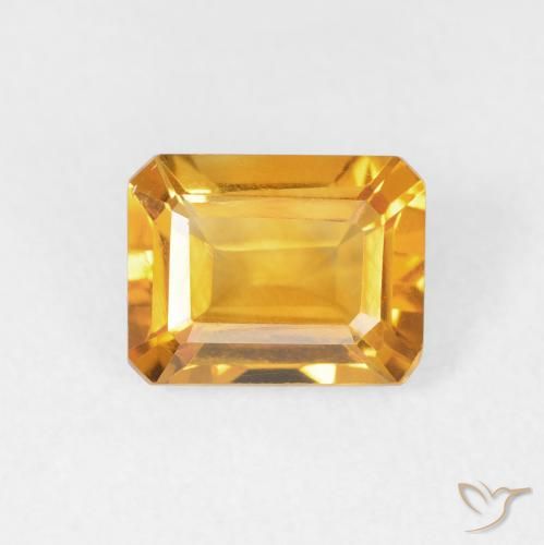 1.49ct Naturale Arancio-Oro Citrino, Taglio smeraldo, VVS-VS