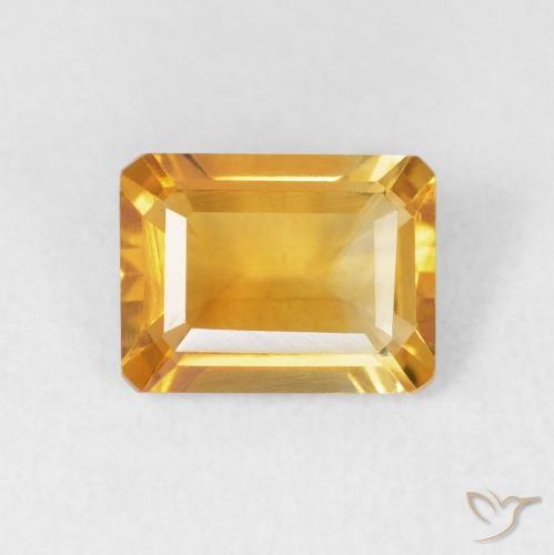 1.51ct Naturale Arancio dorato Citrino, Taglio smeraldo, VVS-VS