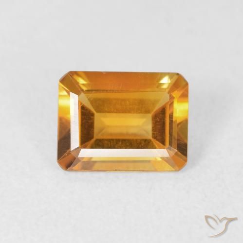 1.23ct Naturale Arancio Scuro-Oro Citrino, Taglio smeraldo, VVS-VS