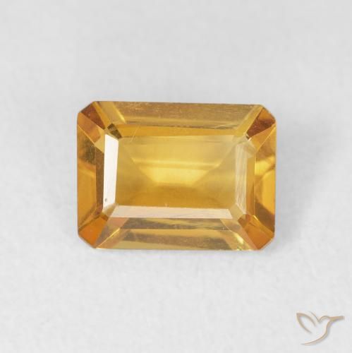 1.29ct Naturale Arancio Dorato Profondo Citrino, Taglio smeraldo, VVS-VS
