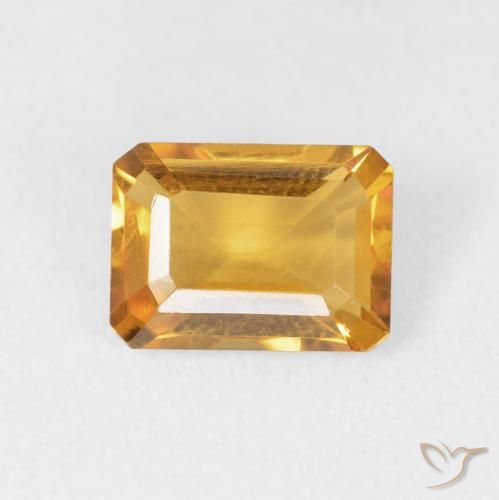 1.40ct Naturale Medium Light Orange-Gold Citrino, Taglio smeraldo, VVS