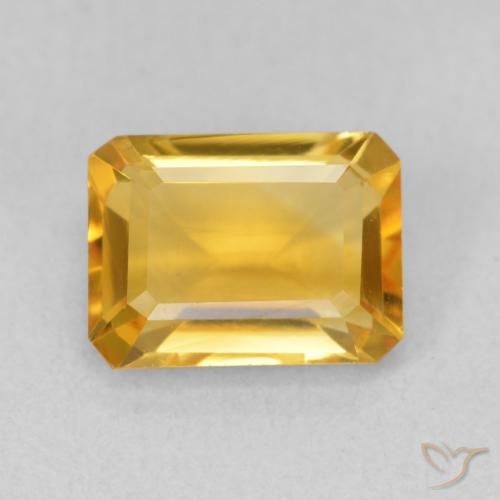 1.54ct Naturale Medium Light Orange-Gold Citrino, Taglio smeraldo, VVS