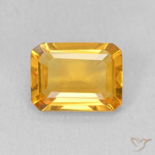 1.21ct Naturale Medium Light Orange-Gold Citrino, Taglio smeraldo, VVS