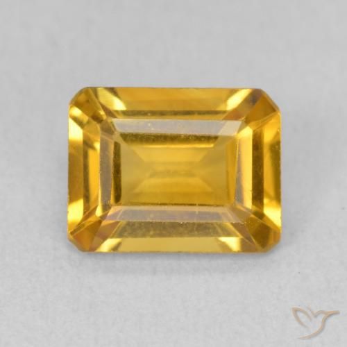 1.38ct Naturale Arancio Dorato Profondo Citrino, Taglio smeraldo, VVS-VS