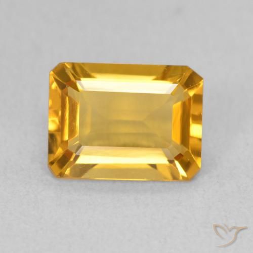 1.41ct Naturale Arancio Dorato Profondo Citrino, Taglio smeraldo, VVS