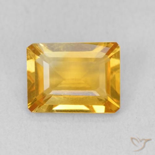 1.35ct Naturale Dorato medio Citrino, Taglio smeraldo, VVS