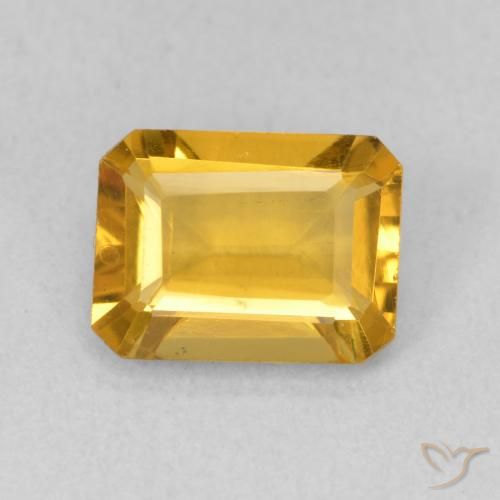 1.35ct Naturale Arancio Dorato Profondo Citrino, Taglio smeraldo, VVS-VS