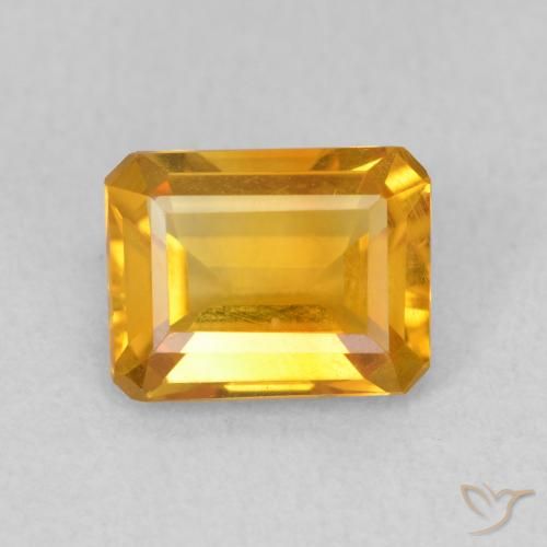 1.34ct Naturale Medium Light Orange-Gold Citrino, Taglio smeraldo, VVS-VS