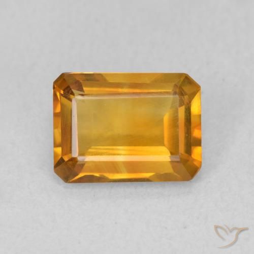 1.12ct Naturale Arancio Scuro-Oro Citrino, Taglio smeraldo, VVS-VS