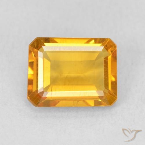 1.40ct Naturale Arancione-Oro medio Citrino, Taglio smeraldo, VS