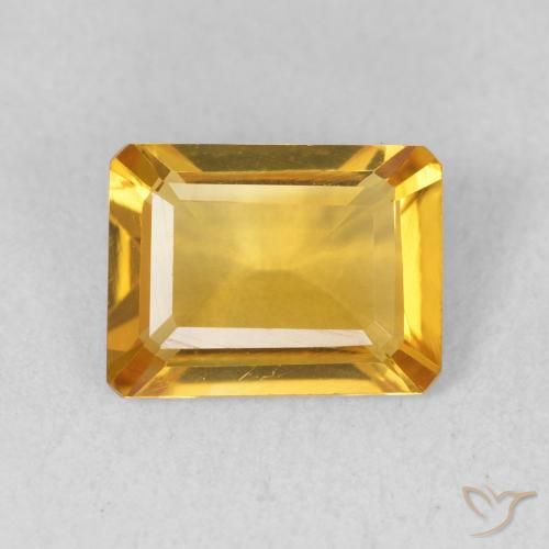 1.21ct Naturale Dorato medio Citrino, Taglio smeraldo, VVS