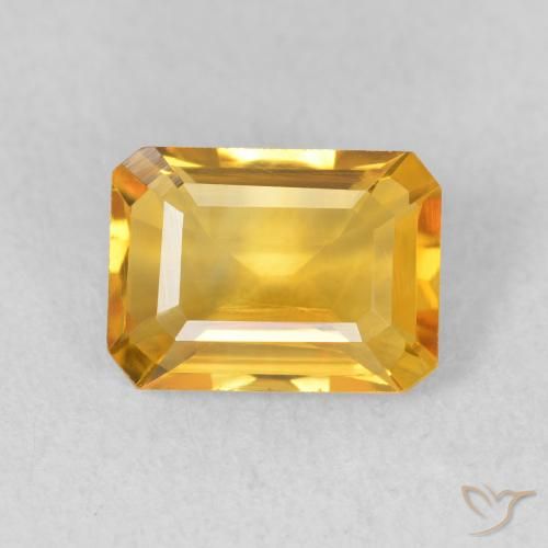 1.35ct Naturale Arancio dorato Citrino, Taglio smeraldo, VVS