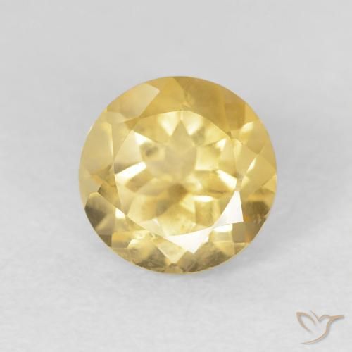 Citrino Giallo medio naturale da 1.34 ct, Rotondo, VVS-VS