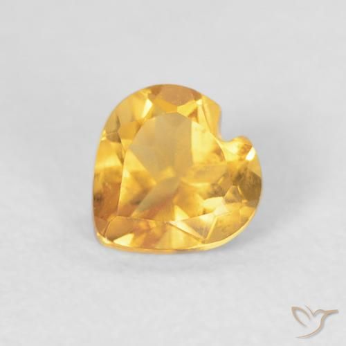 0.40ct Naturale Arancio Dorato Profondo Citrino, Cuore, VVS-VS