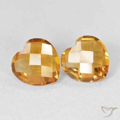 Gemme di Citrino Arancione-Oro medio naturale da 1.29 ct, Cuore, VVS-VS