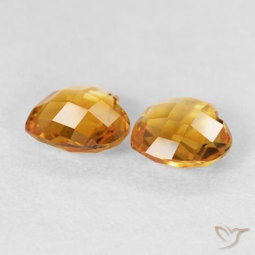 Gemme di Citrino Arancione-Oro medio naturale da 1.29 ct, Cuore, VVS-VS