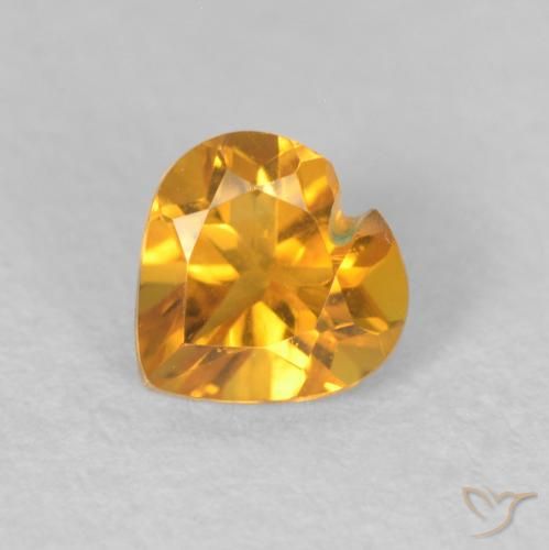 0.43ct Naturale Medium Light Orange-Gold Citrino, Cuore, VVS