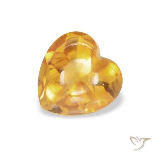 1.00ct Naturale Medium Light Orange-Gold Citrino, Cuore, Trasparente