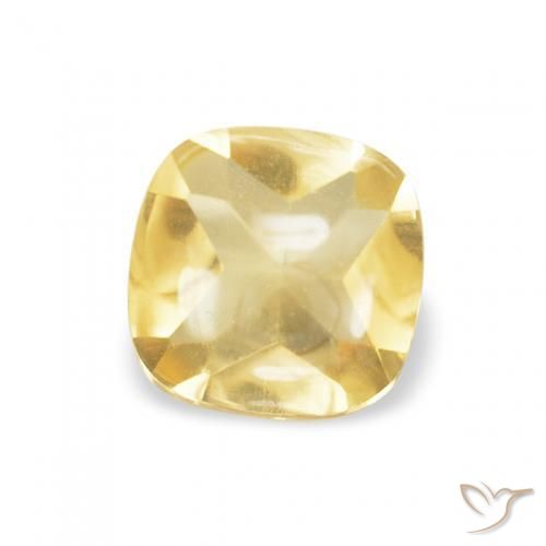Citrino Giallo dorato chiaro naturale da 0.46 ct, Cuscino, Trasparente