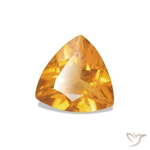 Citrino Arancio intenso-OroG naturale da 0.58 ct, Taglio trillion, VVS-VS