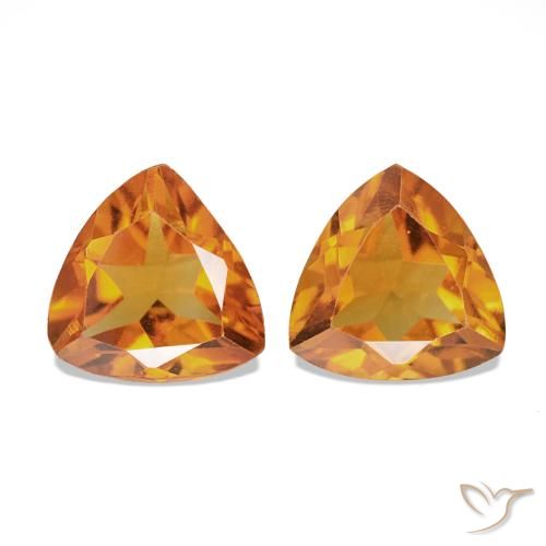 0.88ctw Arancio Medio Citrino, Taglio trillion, VVS-VS