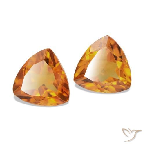 Gemme di Citrino Arancio Medio naturale da 0.88 ct, Taglio trillion, VVS-VS