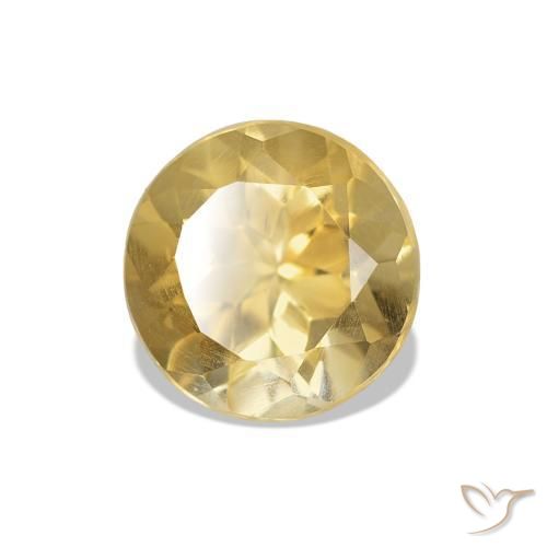 Citrino Giallo chiaro naturale da 1.20 ct, Taglio rotondo, VVS-VS