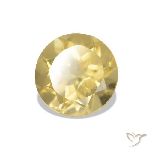 Citrino Giallo dorato chiaro naturale da 1.23 ct, Taglio rotondo, VVS-VS