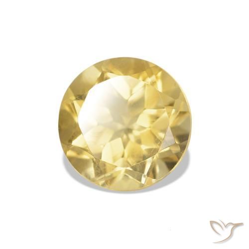 Citrino Giallo chiaro naturale da 1.18 ct, Taglio rotondo, VVS-VS