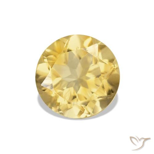 Citrino Oro chiaro naturale da 1.16 ct, Taglio rotondo, VVS-VS