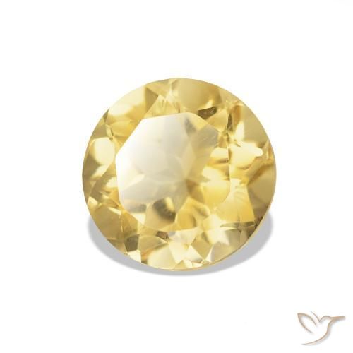 Citrino Oro chiaro naturale da 1.16 ct, Taglio rotondo, VVS-VS