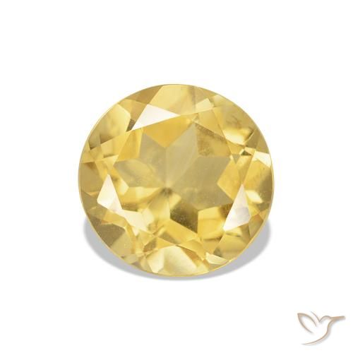 Citrino Giallo chiaro naturale da 1.22 ct, Taglio rotondo, VVS-VS