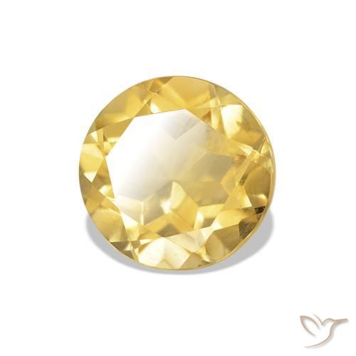 Citrino Giallo chiaro naturale da 1.22 ct, Taglio rotondo, VVS-VS